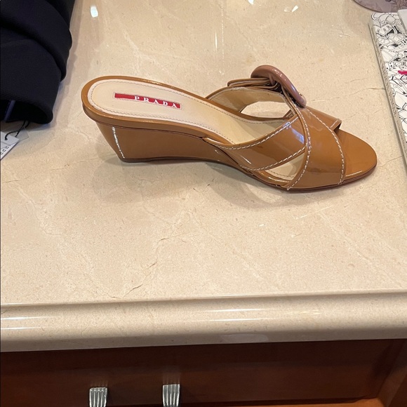 Prada Brown Patent Leather Mules with Buckle - Picture 2 of 3